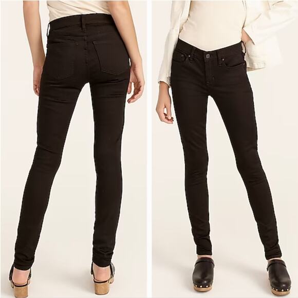 J. CREW 8" Stretchy Toothpick Jeans in True Black Low Rise Size‎ 34 New! - Picture 1 of 9
